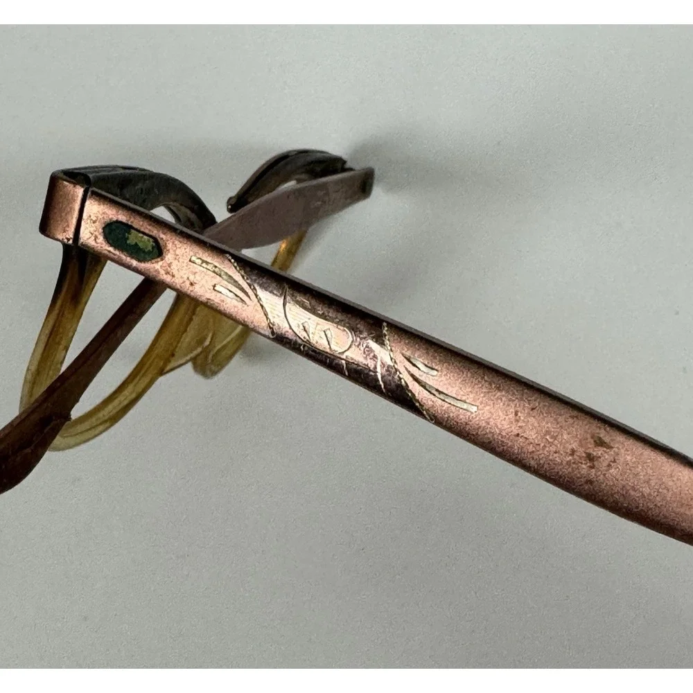 Vintage Metallic Rose Gold‎ Cat Eyeglass Frames Women's 1950s Rockabilly Pinup